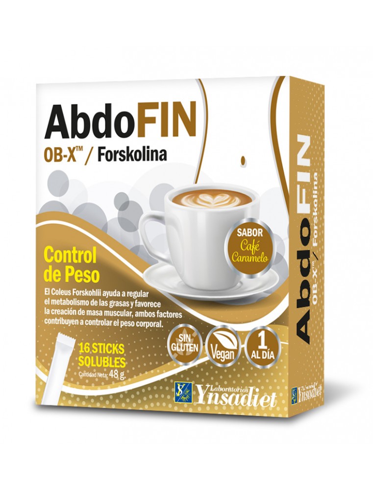 ABDOFIN OBX CARAMELO CAFE 16 STICKS SOLUBLES - Centro Dietético Escaleritas
