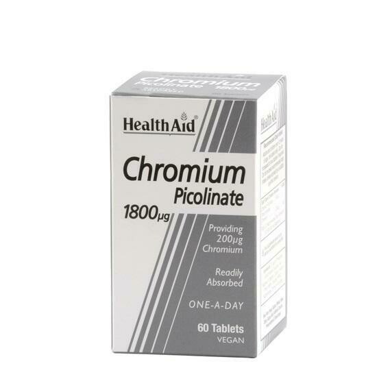 PICOLINATO DE CROMO 1800 MCG 60 TABLETAS HEALTH AID - Centro Dietético Escaleritas